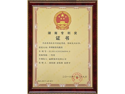 湖南專(zhuān)利二等獎(jiǎng)證書(shū)（單相鍵盤(pán)電能表）